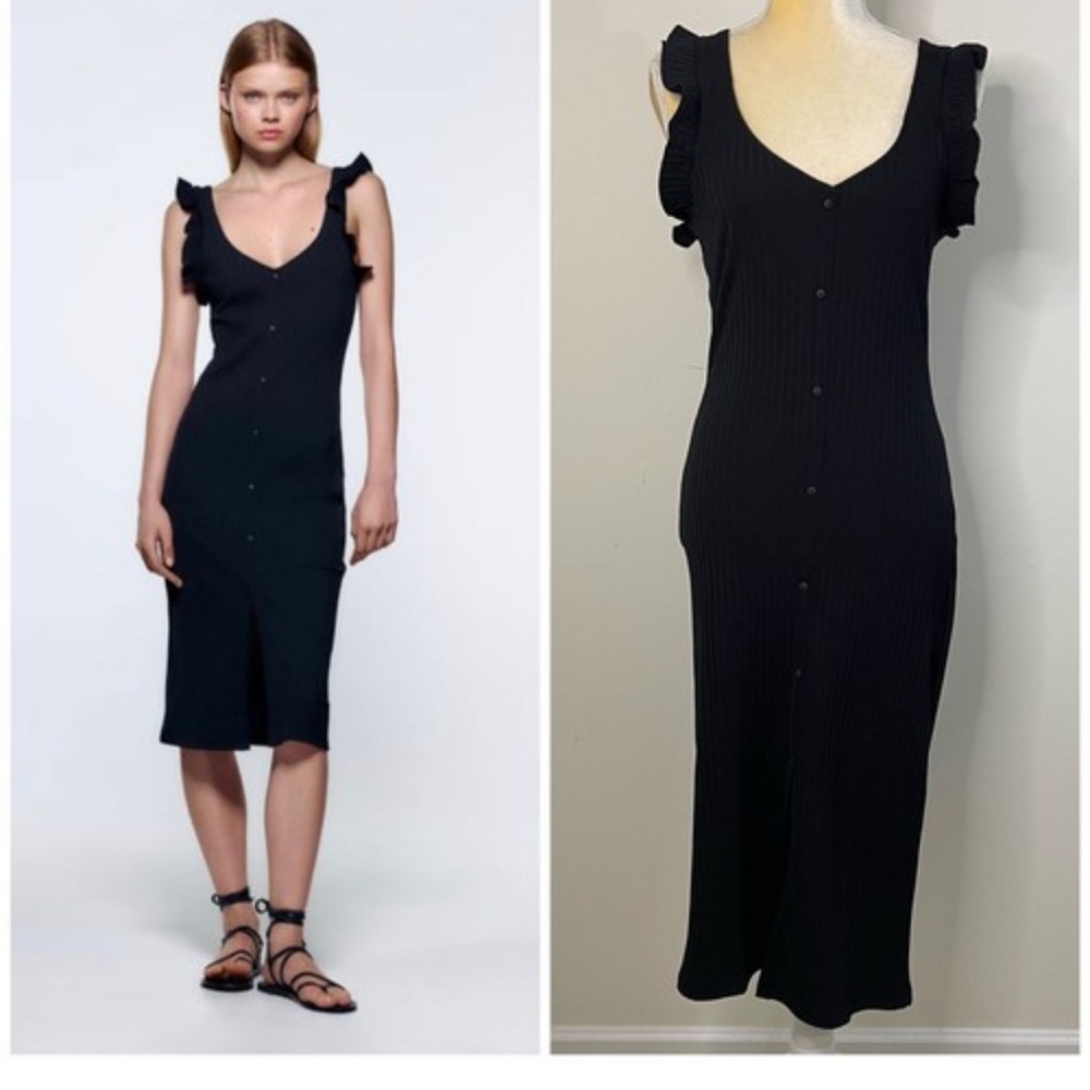 Zara midi dress with ruffle sleeve